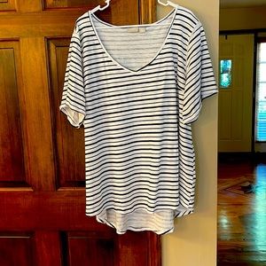 Avenue Navy and White Striped Cotton T shirt.  Brand new.